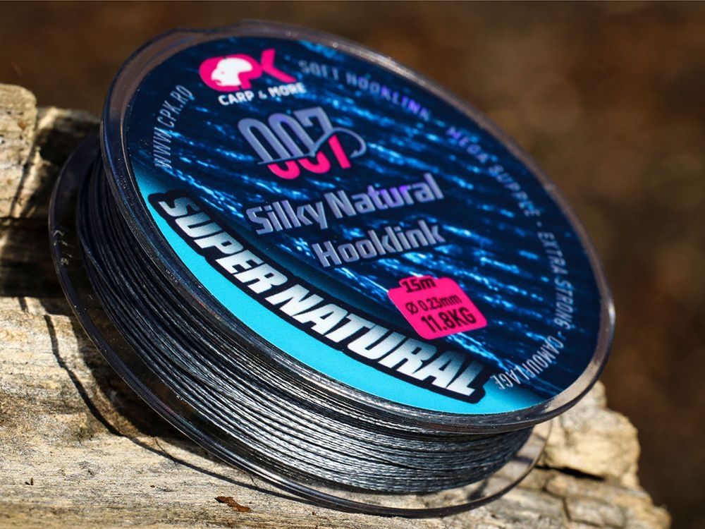 CPK SILKY NATURAL Hooklink 0.23 MM 26 Lb/ 11.8 Kg GREY